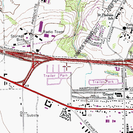 Topographic Map of Mobile Park, TX