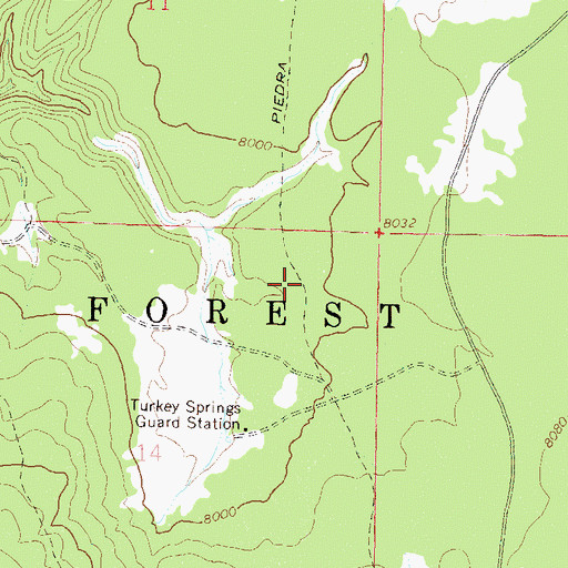Topographic Map of Piedra Stock Trail, CO