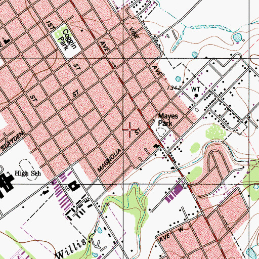 Topographic Map of Mayes Park, TX