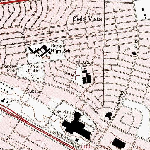 Topographic Map of Mc Arthur Park, TX
