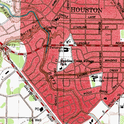 Topographic Map of Meadow Creek Park, TX