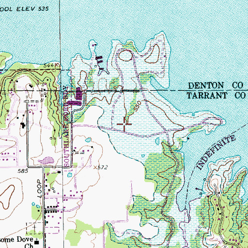 Topographic Map of Meadowmere Park, TX