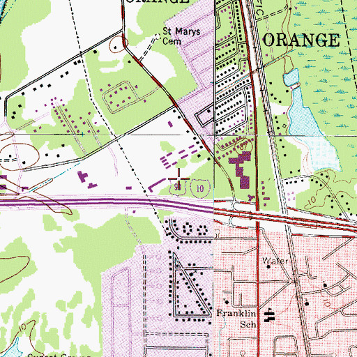Topographic Map of Memorial Field Park, TX