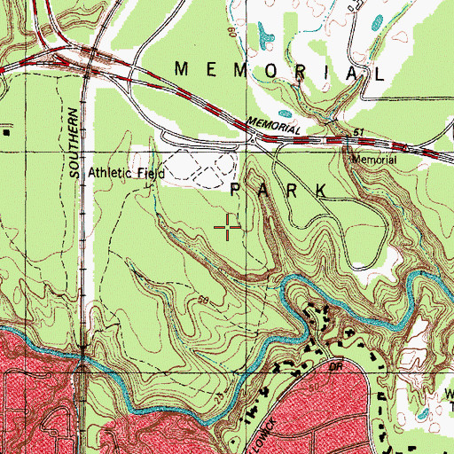 Topographic Map of Memorial Park, TX