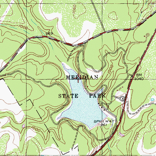 Topographic Map of Meridian State Park, TX