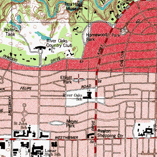 Topographic Map of Mary Elliott Park, TX