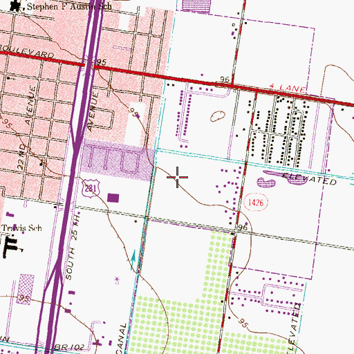 Topographic Map of Los Albores Park, TX