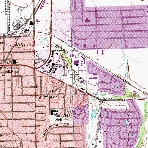 Topographic Map of Lou Duff Park, TX