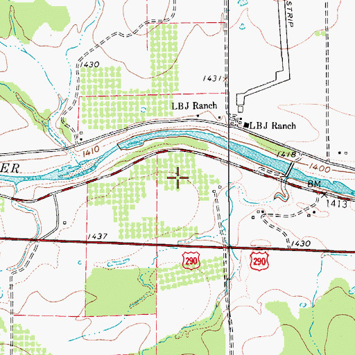 Topographic Map of Lyndon Baines Johnson State Historical Park, TX
