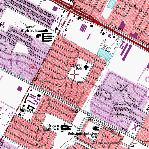 Topographic Map of Malibu Park, TX