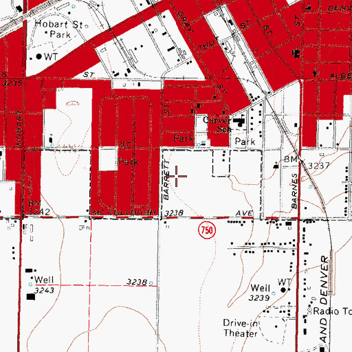 Topographic Map of Marcus Sanders Park, TX