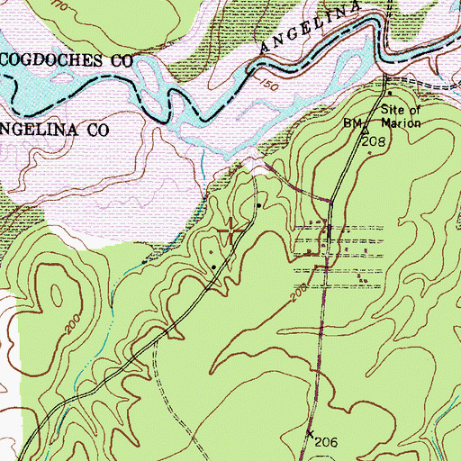 Topographic Map of Marion Ferry Park, TX