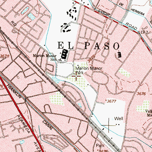 Topographic Map of Marion Manor Park, TX