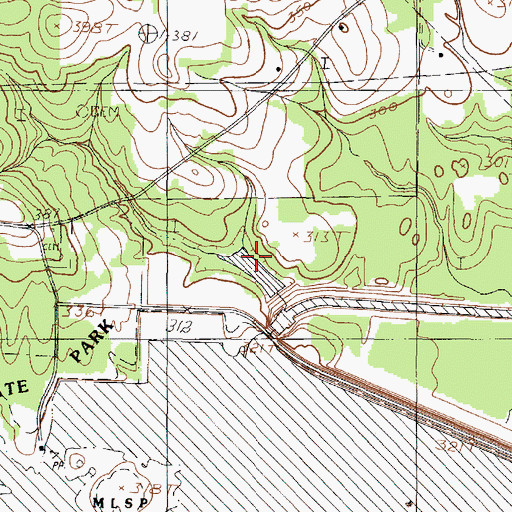 Topographic Map of Martin Creek Lake State Park, TX