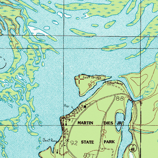 Topographic Map of Martin Dies Junior State Park, TX