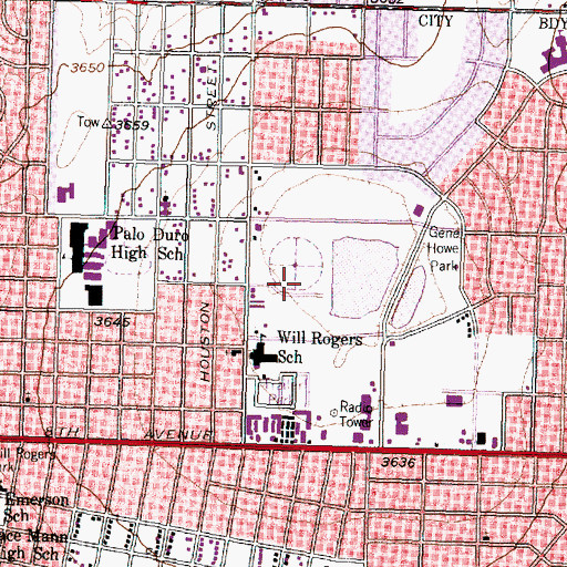 Topographic Map of Martin Road Park, TX