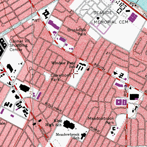 Topographic Map of Windsor Park, TX