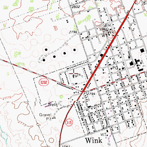 Topographic Map of Winkler County Park, TX