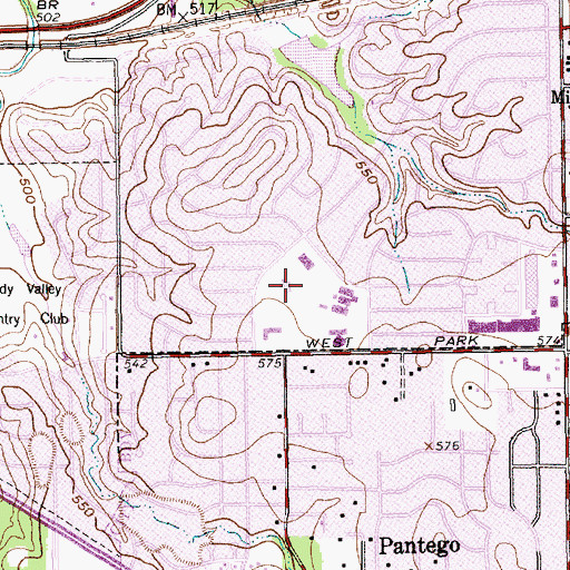 Topographic Map of Woodland Park, TX