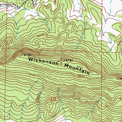 Topographic Map of Wickenson Mountain, CO