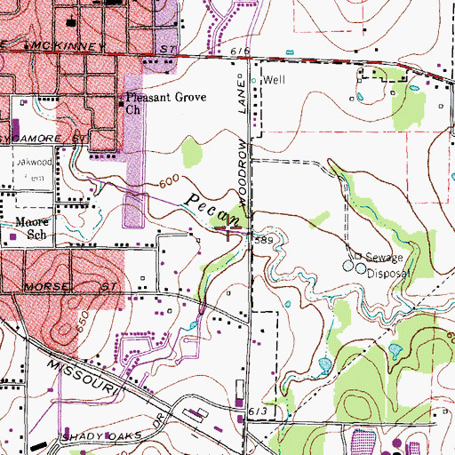 Topographic Map of Woodrow Park, TX