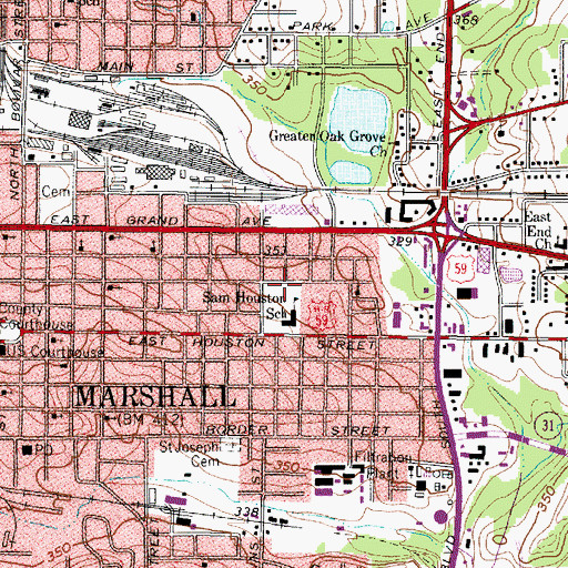 Topographic Map of Wyatt Park, TX