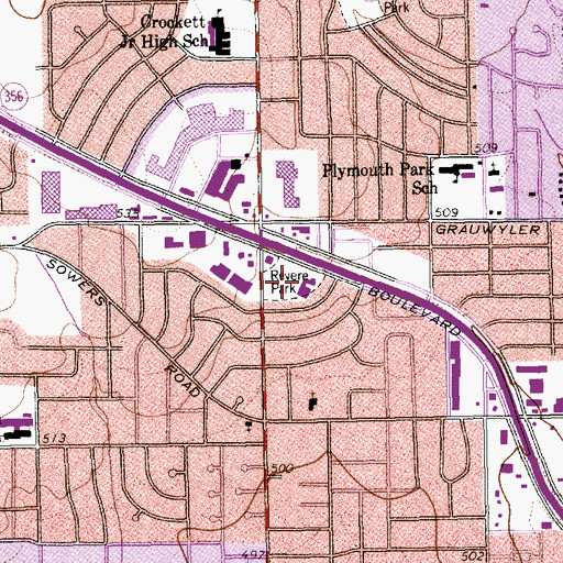 Topographic Map of YMCA Park, TX