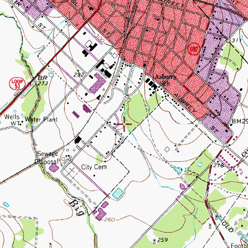 Topographic Map of Yoakum City Park, TX