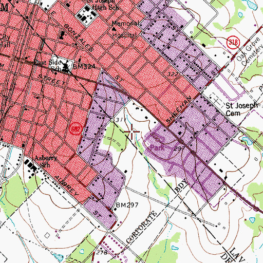 Topographic Map of Yoakum City Park, TX