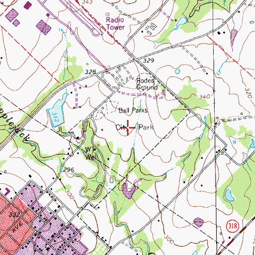 Topographic Map of Yoakum Municipal Park, TX