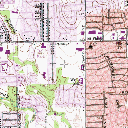 Topographic Map of Wells Park, TX