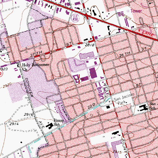Topographic Map of Western Manor Park, TX