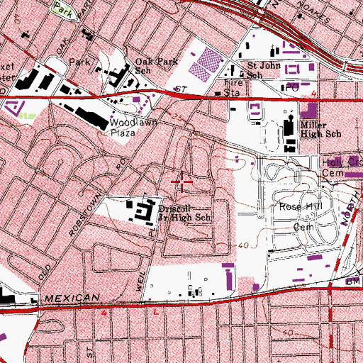 Topographic Map of Westgate Park, TX