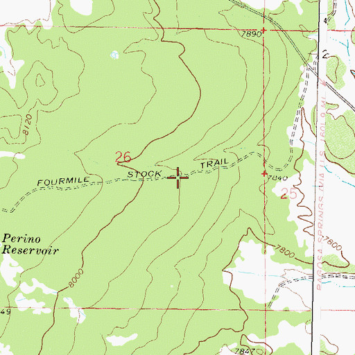 Topographic Map of Fourmile Stock Trail, CO