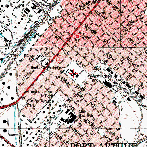 Topographic Map of Westside Park, TX