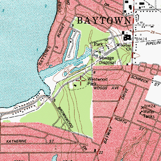 Topographic Map of Westwood Park, TX