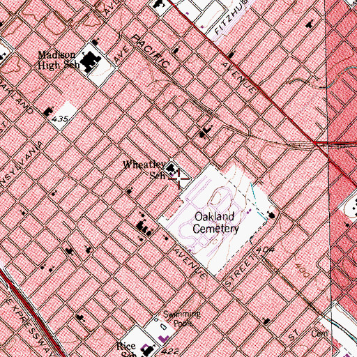 Topographic Map of Wheatley Park, TX