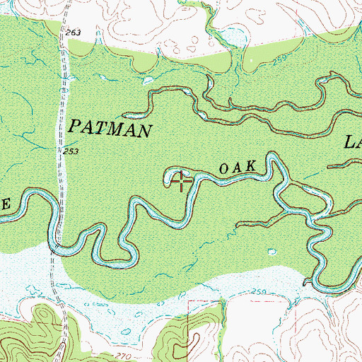 Topographic Map of White Oak Creek Wildlife Management Area, TX