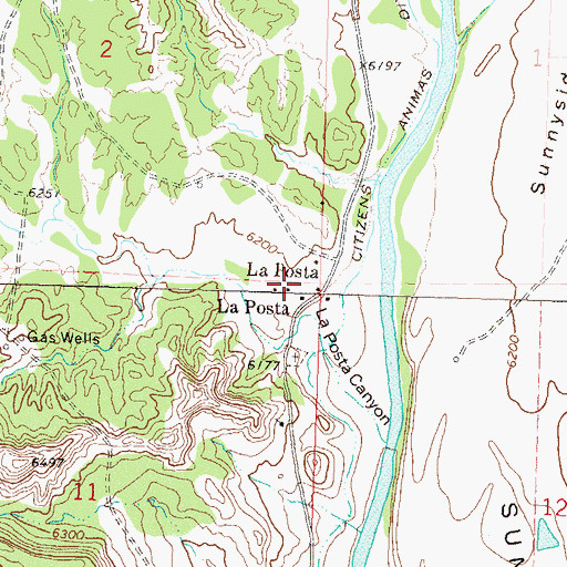Topographic Map of La Posta, CO