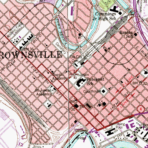 Topographic Map of Washington Park, TX