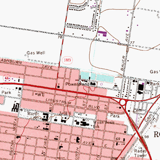 Topographic Map of Water District Park, TX