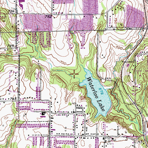 Topographic Map of Waterloo Park, TX