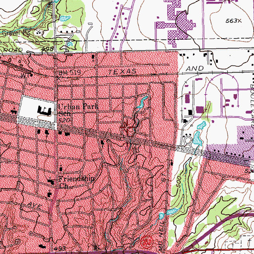 Topographic Map of Urbandale Park, TX