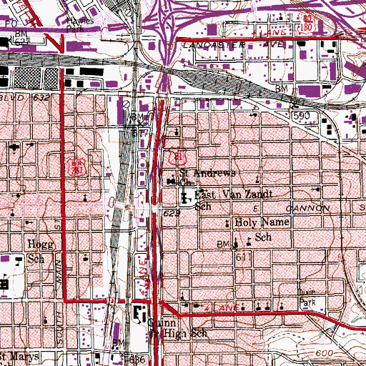 Topographic Map of Van Zandt Guinn Park, TX