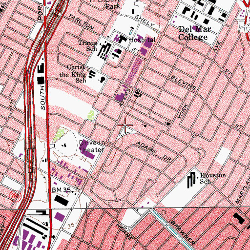 Topographic Map of Vanderbilt Park, TX