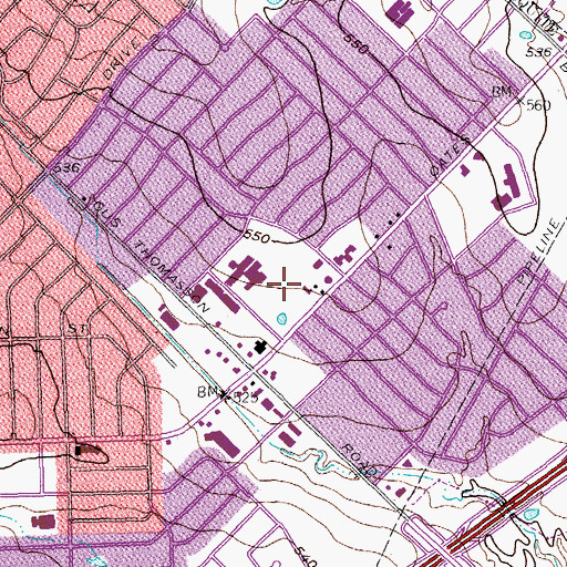 Topographic Map of Vanston Park, TX