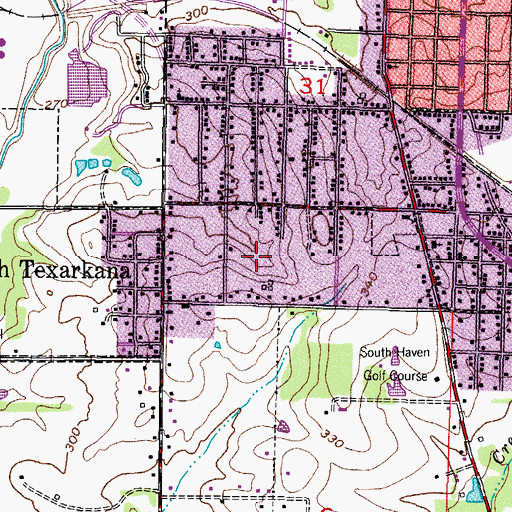 Topographic Map of Vera Bradfield Park, TX