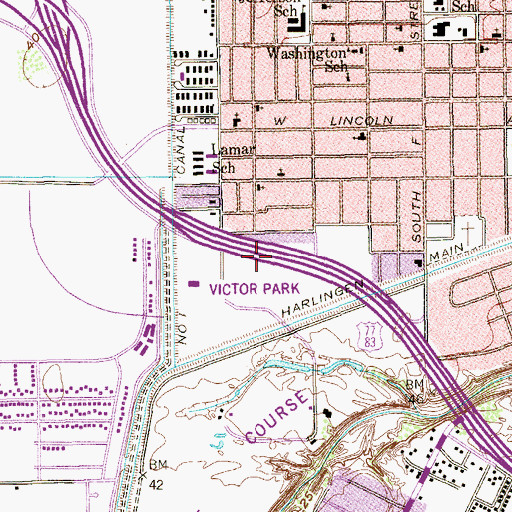 Topographic Map of Victor Park, TX