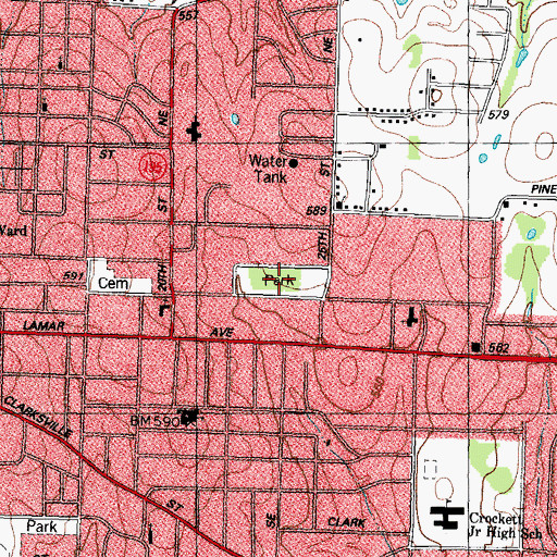 Topographic Map of Wade Park, TX