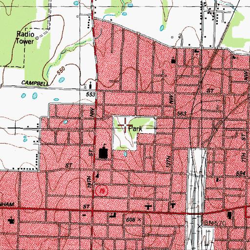 Topographic Map of Walker Park, TX